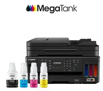 Canon PIXMA MegaTank G7070 A4 Ink Tank Colour Multifunction Printer | 13.0 IPM (black) / 6.8 IPM (Colour) | USB 2.0, Ethernet, Wireless or Wi-Fi | Print, Copy, Scan, Fax and ADF | 1 Year Printer image 2