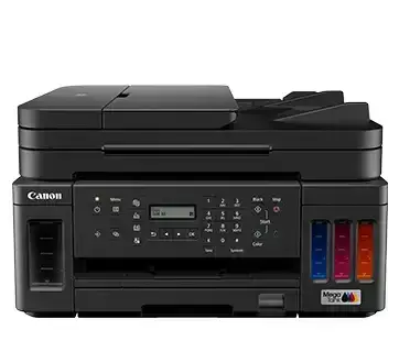Canon PIXMA MegaTank G7070 color multifunction printer with ADF. Prints, copies, scans, faxes. USB, Ethernet, Wi-Fi. 