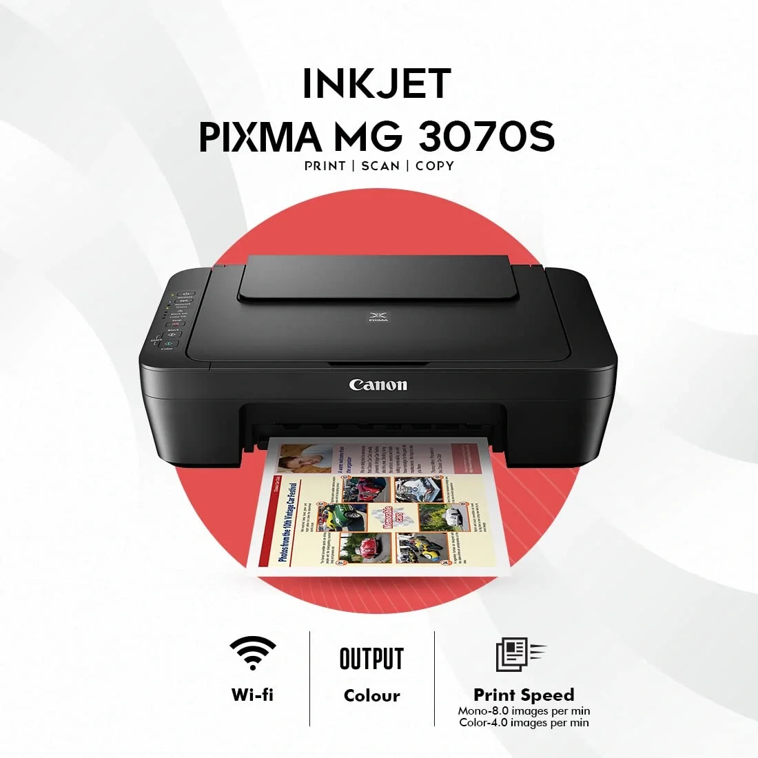 Canon PIXMA MG3070S All in One (Print, Scan, Copy) WiFi Inkjet Colour Printer for Home image 3