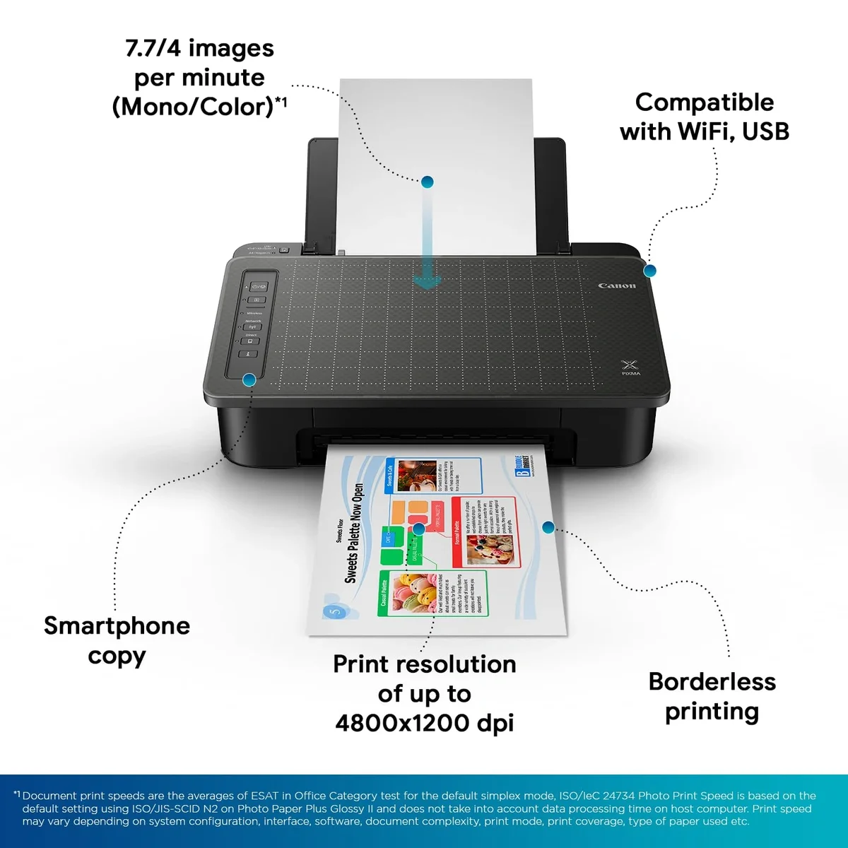 Canon Pixma TS307a Single Function Wireless Inkjet Colour Printer (Black), Standard image 3