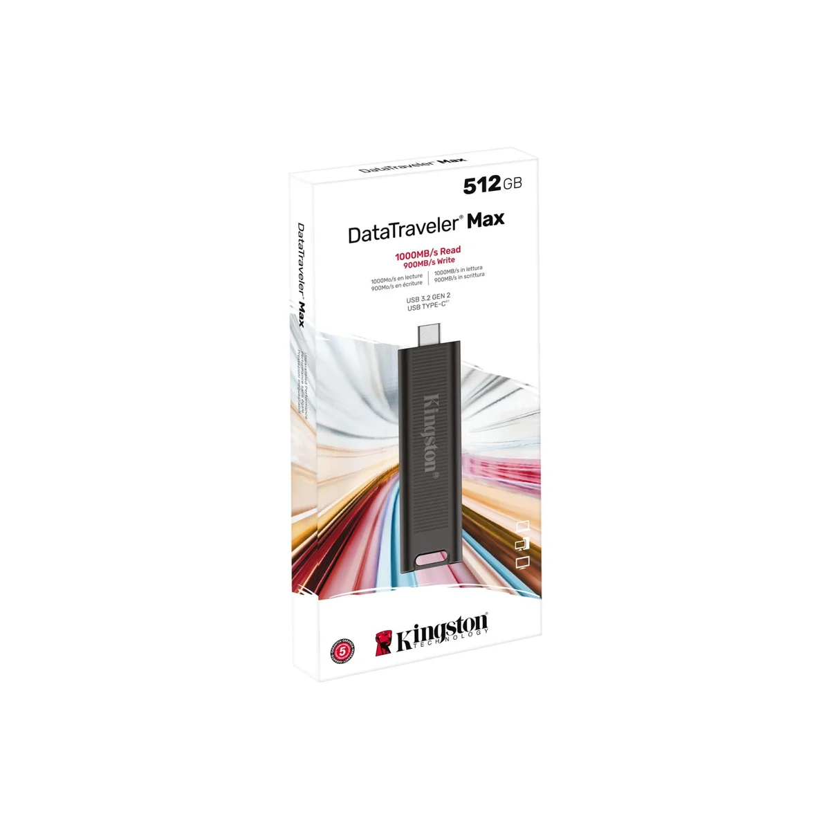 Kingston DataTraveler Max Type-A 512GB High Performance USB Type-C, Read Speed up to 1000 mbps and Write Speed up to 9000 mbps, DTMAXA/512GB, 5 Year Warranty image 3