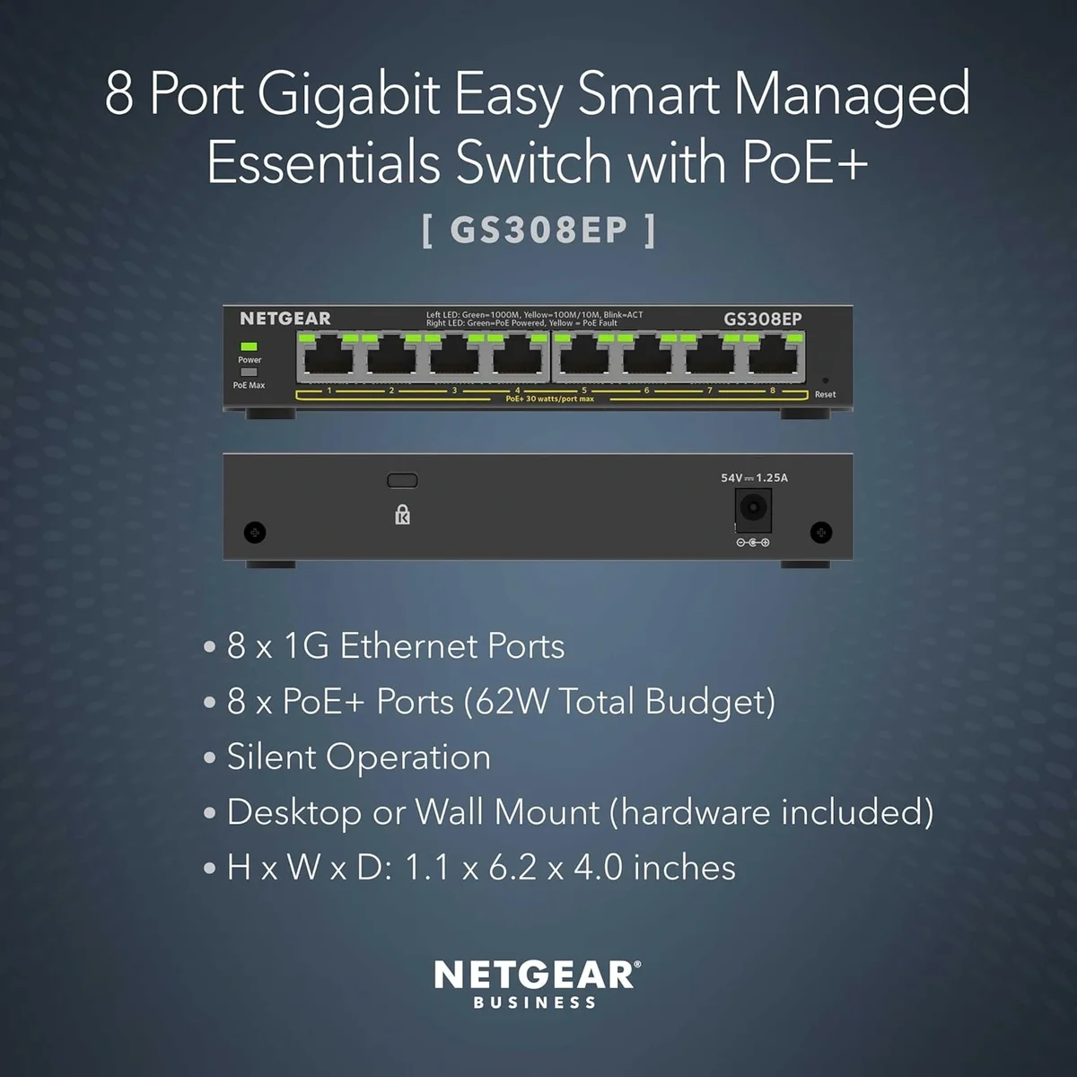 NETGEAR GS308EP 8-Port Gigabit Smart Managed PoE+ Switch with 2 SFP Uplink Ports image 2