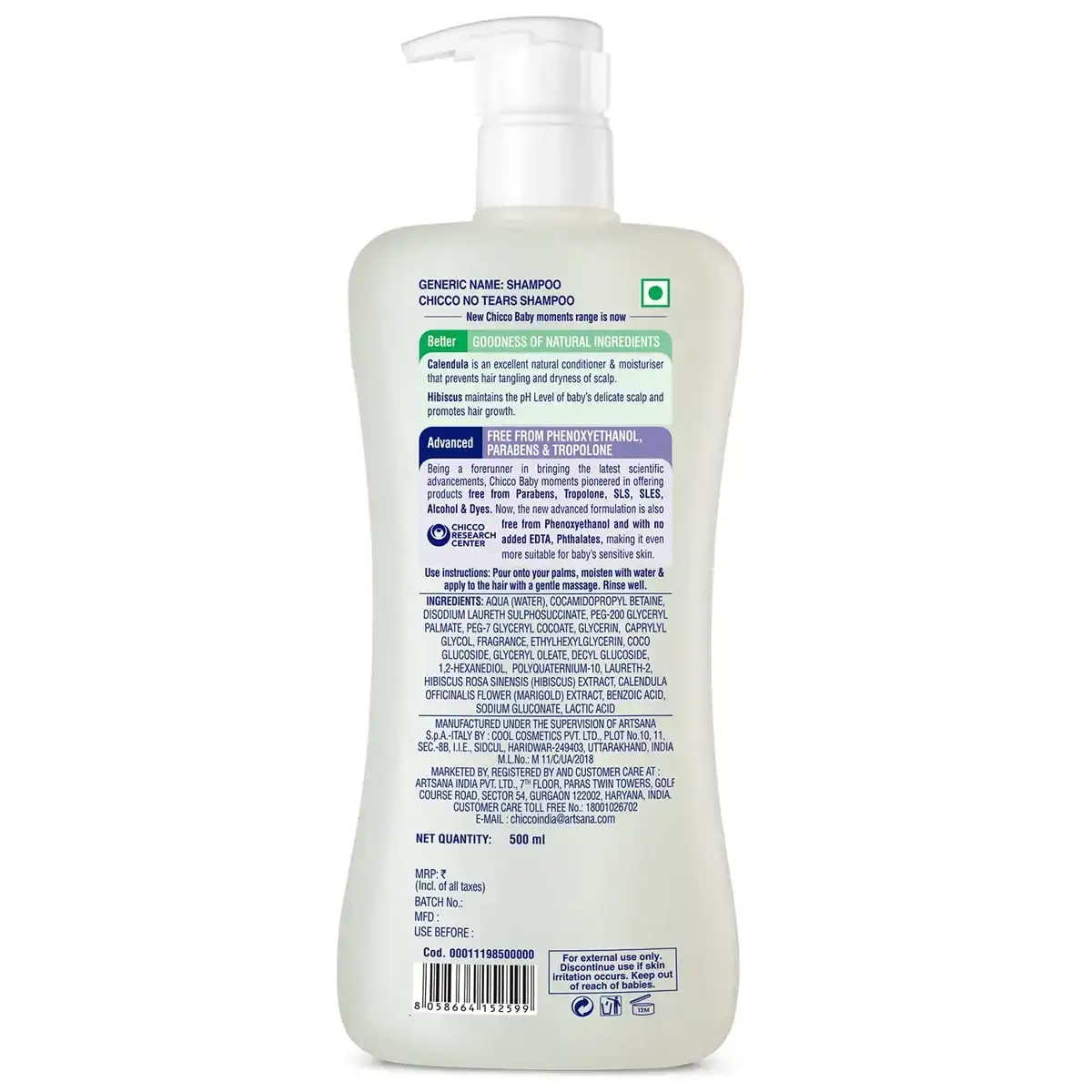 Chicco Baby Moments Shampoo, 500ml image 2
