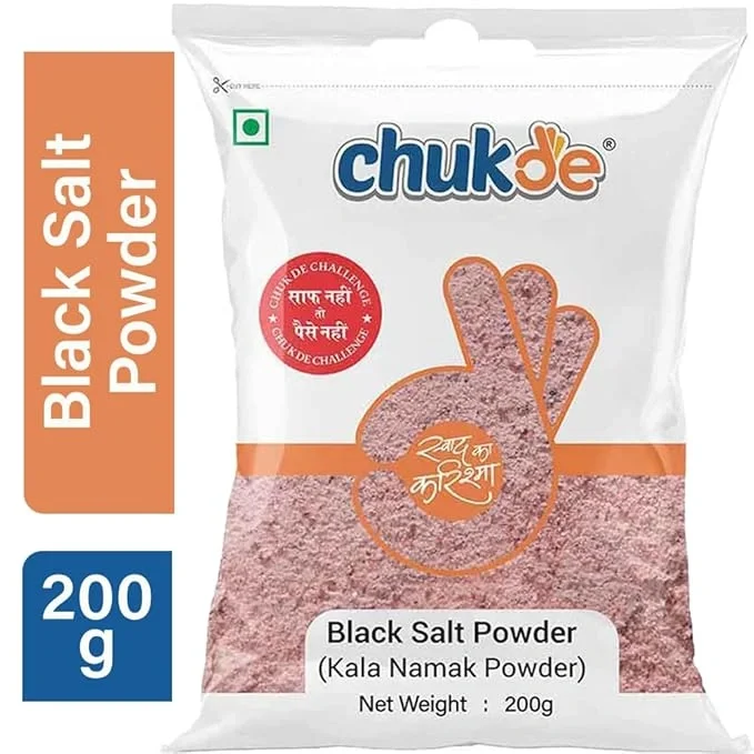 Chukde Black Salt Powder (Kala Namak) 200g - Tangy & Sulfurous Seasoning for Chaat, Salads & Drinks
