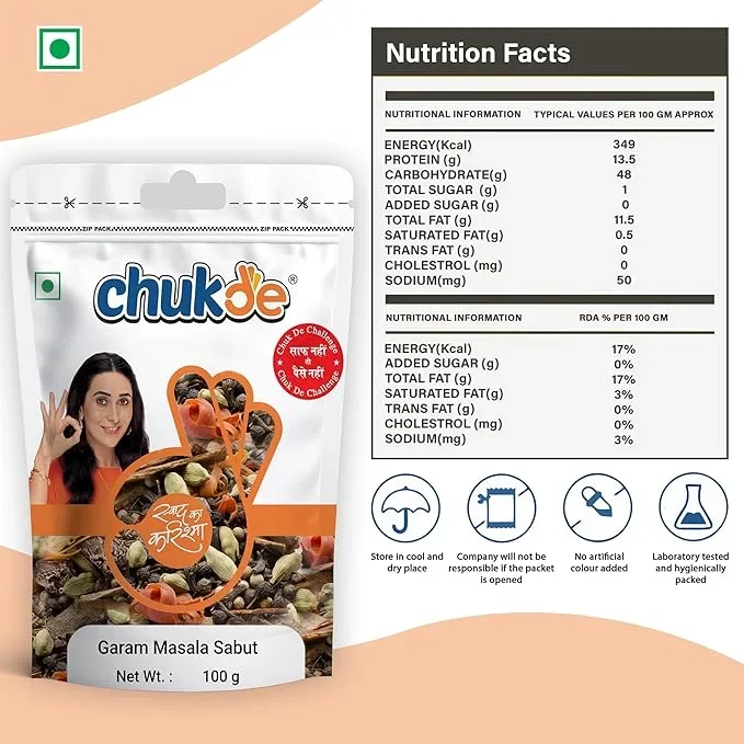  Chukde Garam Masala, Whole Spices Blend of 13 Spices, 100g image 6