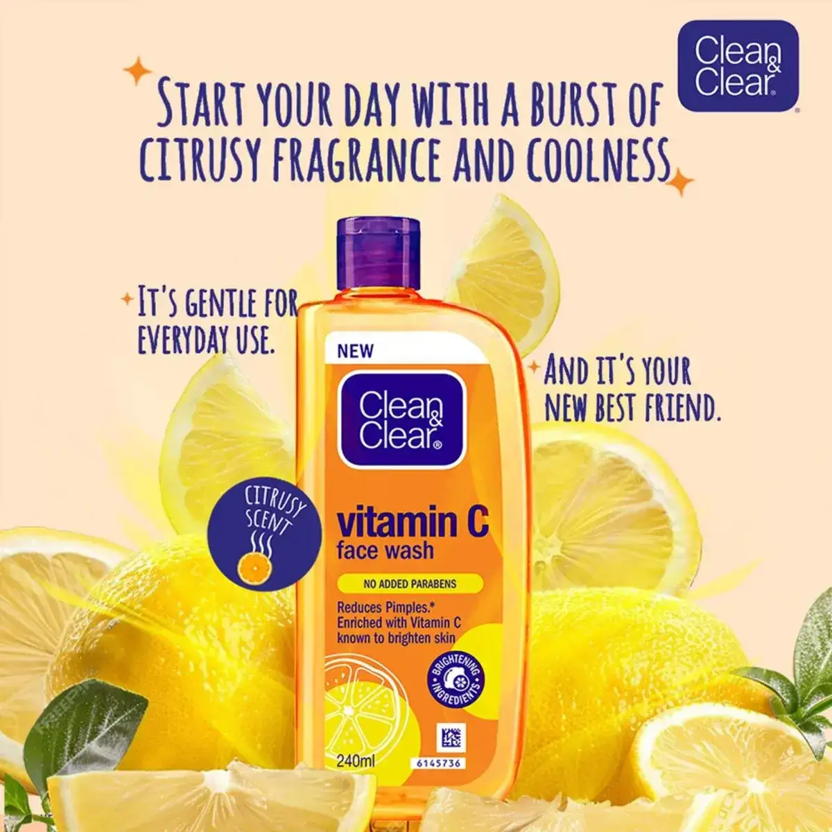 Clean & Clear Vitamin C Face Wash 240ml for Brightening, Deep Clean, Gentle Cleanser for Glowing Skin, Oil Control & Radiant Skin image 4