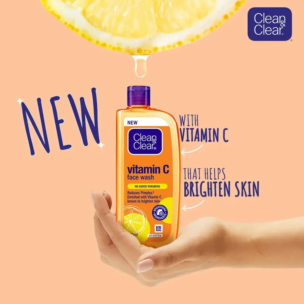 Clean & Clear Vitamin C Face Wash 240ml for Brightening, Deep Clean, Gentle Cleanser for Glowing Skin, Oil Control & Radiant Skin image 6