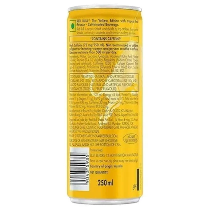 Red Bull Energy Drink, The Yellow Edition, 250 ml Boost Energy, Focus, Refreshing Beverage image 3