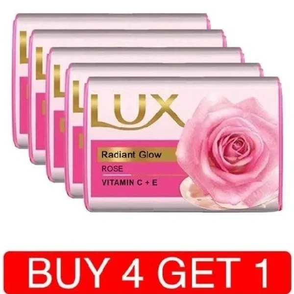 Lux Radiant Glow Rose & Vitamin E Beauty Soap 4×100g + 1 Free | Mega Pack