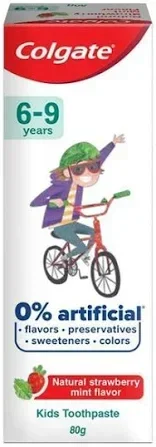 Colgate Kids Cavity Protection Toothpaste for 6-9 Years, 80g, Natural Strawberry Mint Flavour,