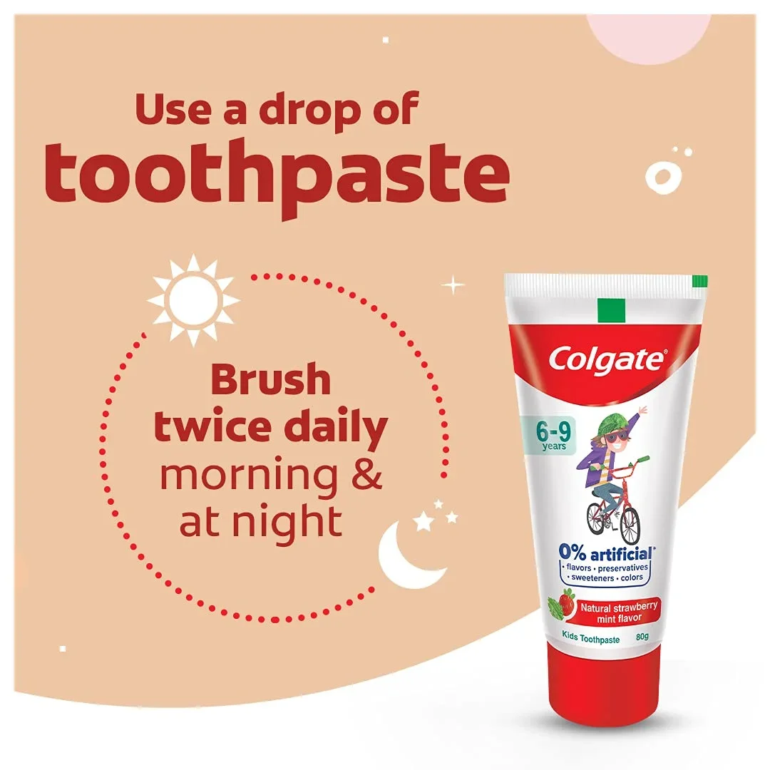 Colgate Kids Cavity Protection Toothpaste for 6-9 Years, 80g, Natural Strawberry Mint Flavour, image 3