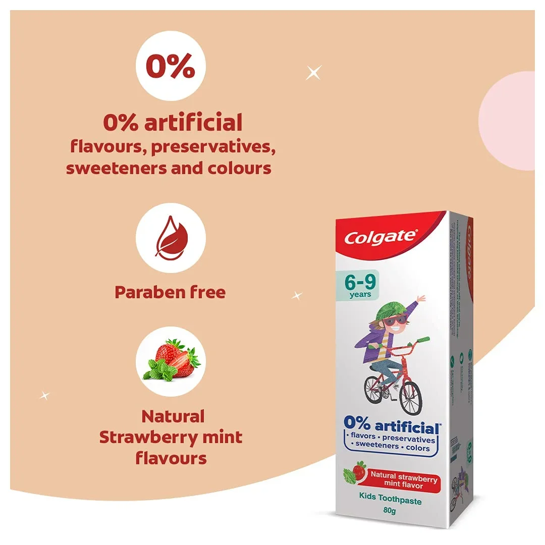 Colgate Kids Cavity Protection Toothpaste for 6-9 Years, 80g, Natural Strawberry Mint Flavour, image 6