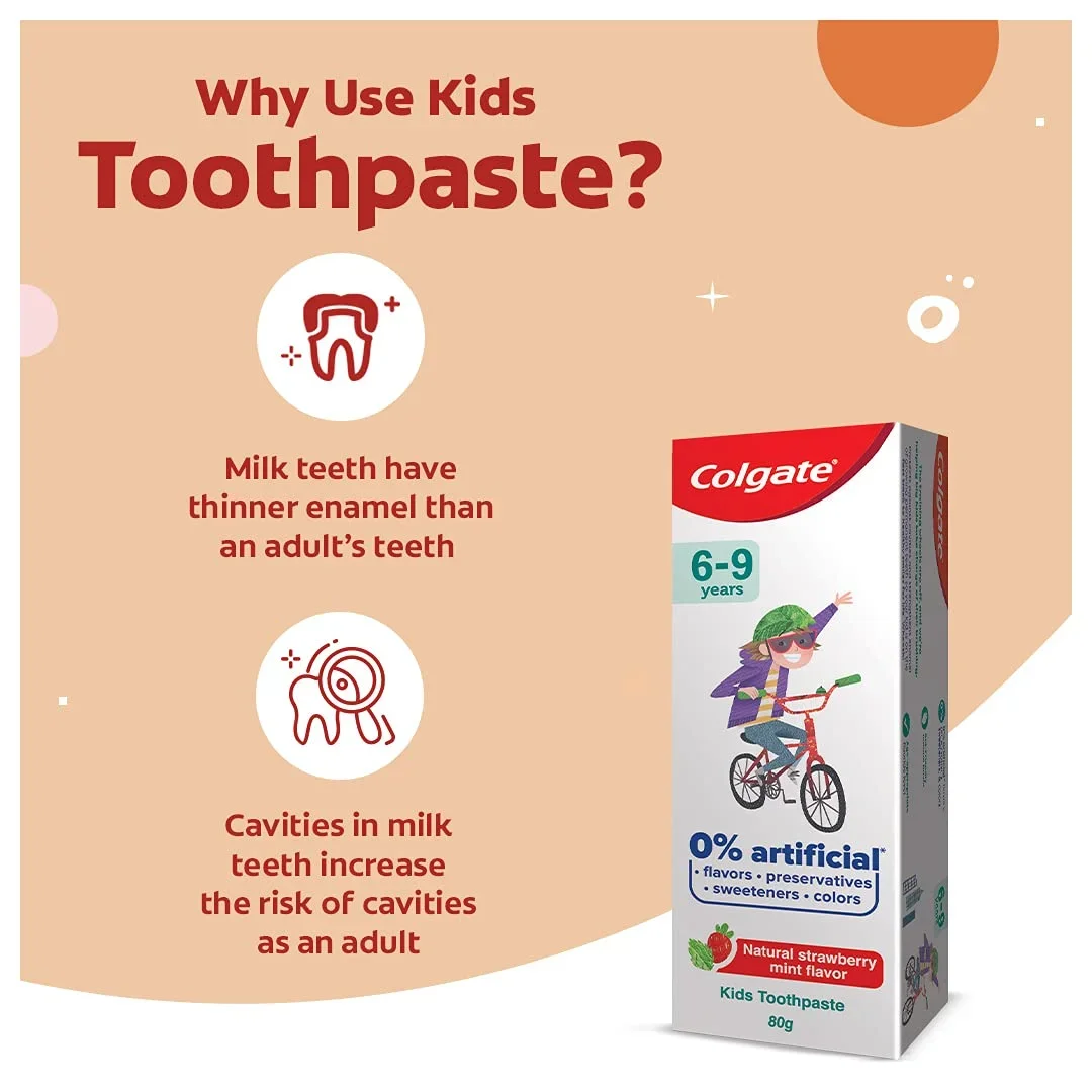 Colgate Kids Cavity Protection Toothpaste for 6-9 Years, 80g, Natural Strawberry Mint Flavour, image 8