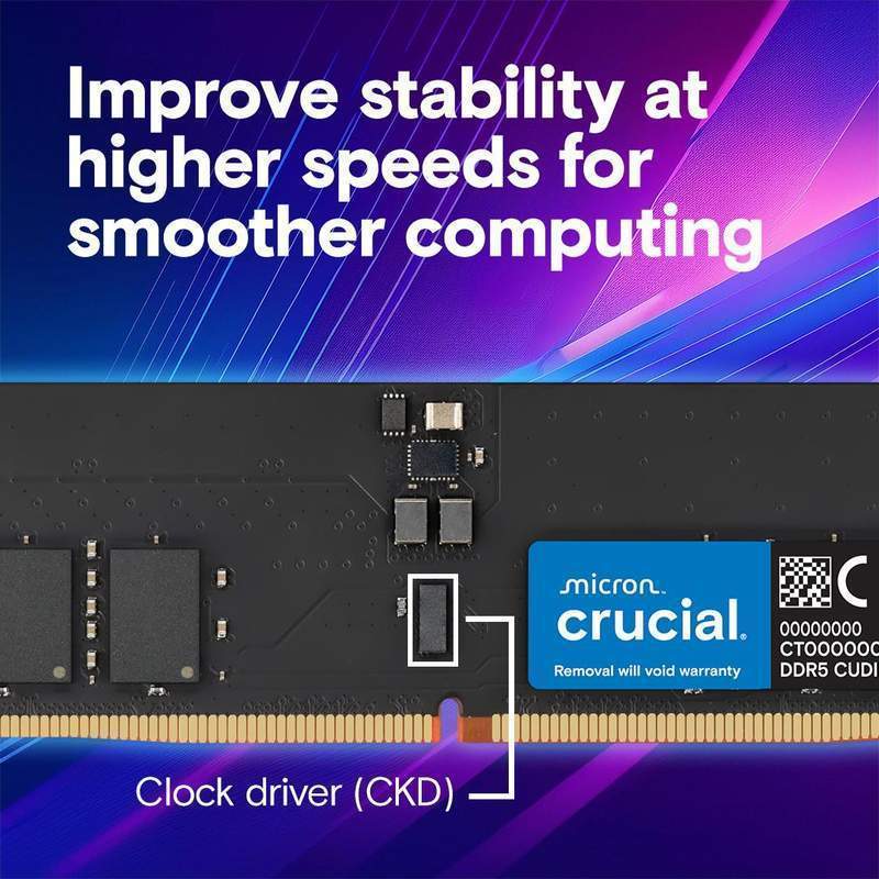 Crucial 128GB Kit (64GBx2) DDR5-6400 CUDIMM Desktop RAM / Memory, CT2K64G64C52CU5, 10 Year Warranty image 2