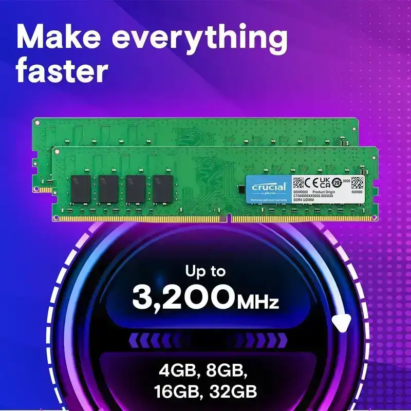 Crucial RAM 8GB DDR4 3200MHz Desktop Memory CT8G4DFRA32A, 10 Year warranty image 2