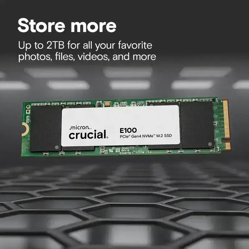 Crucial E100 1TB PCIe Gen4 NVMe M.2 SSD, Read and Write speeds up to 5000 & 4500 MBps, 3 Year Warranty image 3