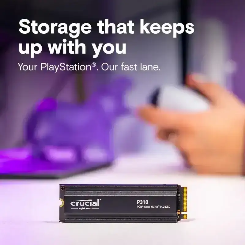 Crucial P310 2TB PCIe Gen4 NVMe 2280 M.2 SSD with heatsink, Read and Write speeds up to 7100 & 6000 MB/s, 5 Year Warranty image 5