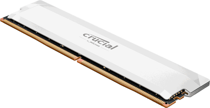 Crucial Pro 32GB DDR5 6400MHz OC Gaming White Desktop RAM (CP32G64C40U5W) with 10-year warranty.