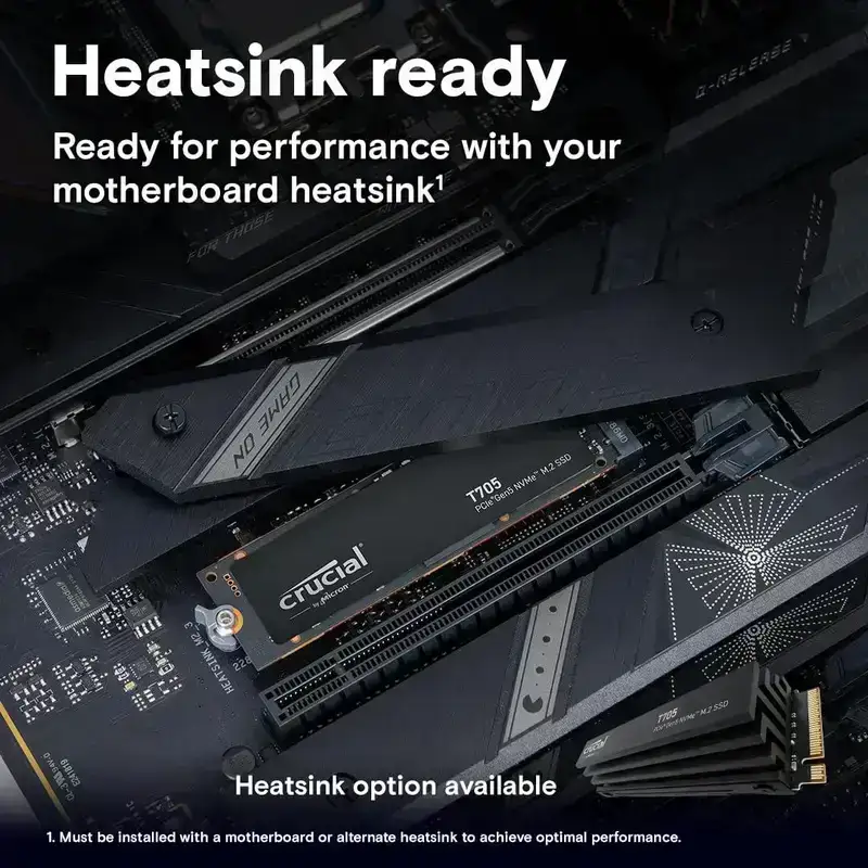 Crucial T705 1TB PCIe 5.0 NVMe M.2 SSD, Read and Write speeds up to 13600 & 10200MB/s, 5 Year Warranty image 3