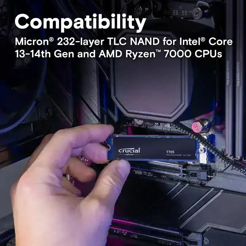 Crucial T705 4TB PCIe 5.0 NVMe M.2 SSD, Read and Write speeds up to 14100 & 12600MB/s, 5 Year Warranty image 4