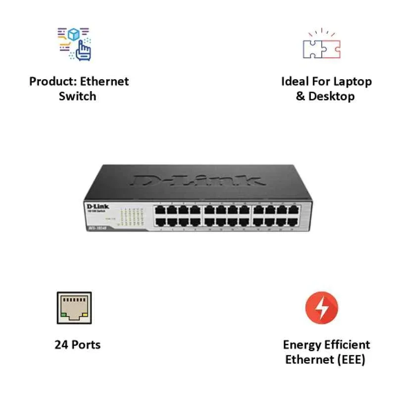 D-Link DES-1024D, 24 Port Fast Ethernet Unmanaged Network Switch image 6