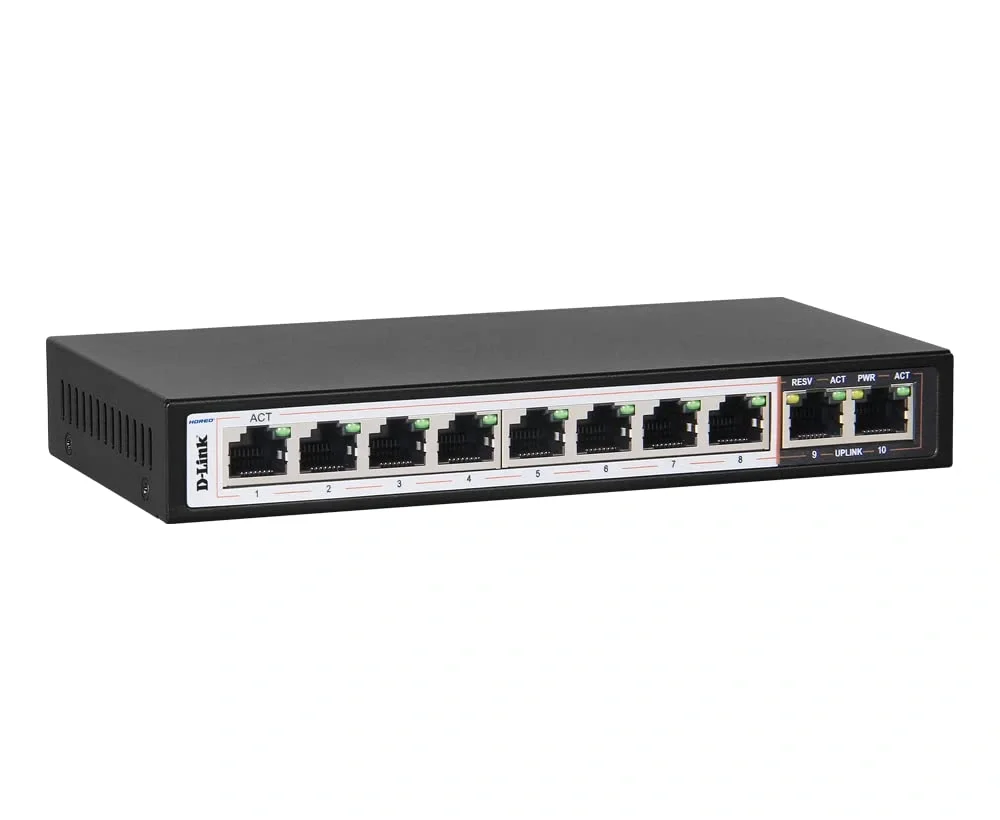 D-Link  DES-F1010P-E 8 Port Unmanaged Ethernet PoE Switch With 2 Uplink Port image 2