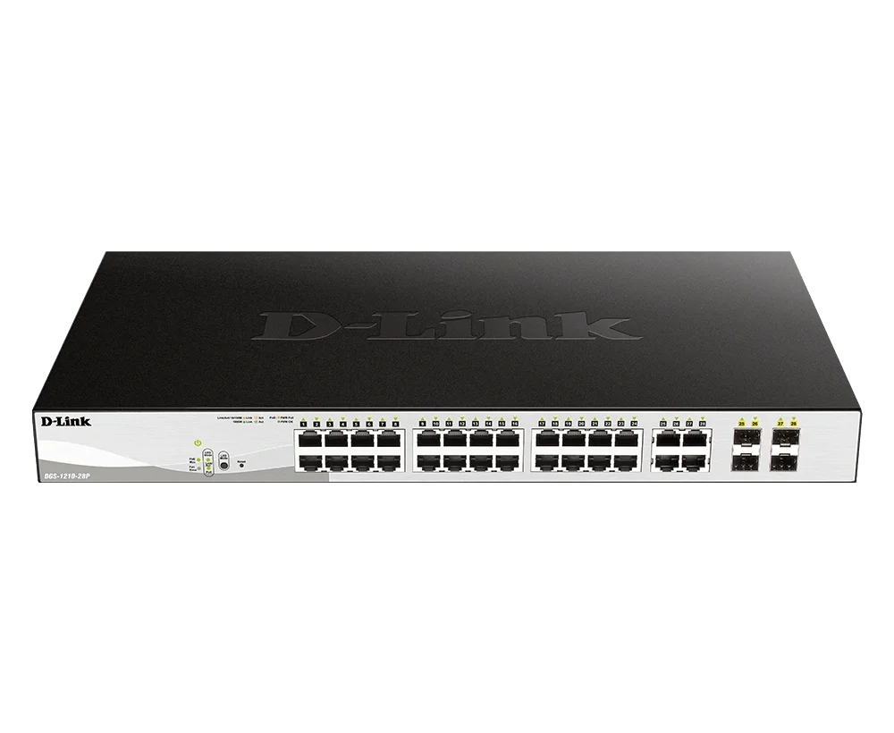 D-Link DGS-1210-28P 28-Port Smart Managed Gigabit PoE Switch with 24 PoE Ports and 4 SFP Ports