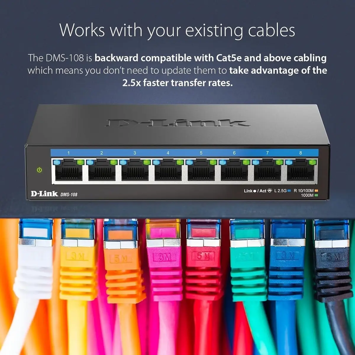 D-Link DMS-108 8-Port 2.5G Multi-Gigabit Unmanaged Desktop Switch – Fanless, Metal Housing, Plug & Play image 10