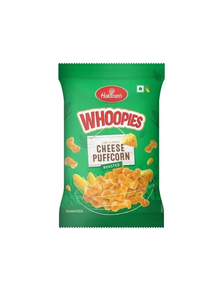  Haldiram’s Puffcorn Cheese Flavour, 63g | Light, Cheesy & Crunchy Corn Snack | 63g