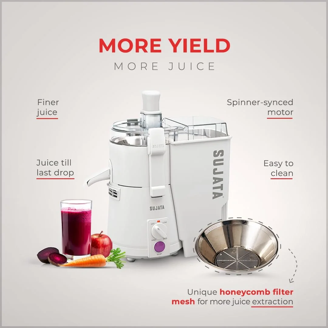 Sujata Powermatic Plus 900W Juicer Mixer Grinder with Double Ball Bearing Motor, 1 Year Warranty image 4