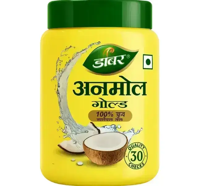 Dabur Anmol Gold 100% Pure Coconut Oil 475ml. Ideal hair oil and moisturizer for skin.