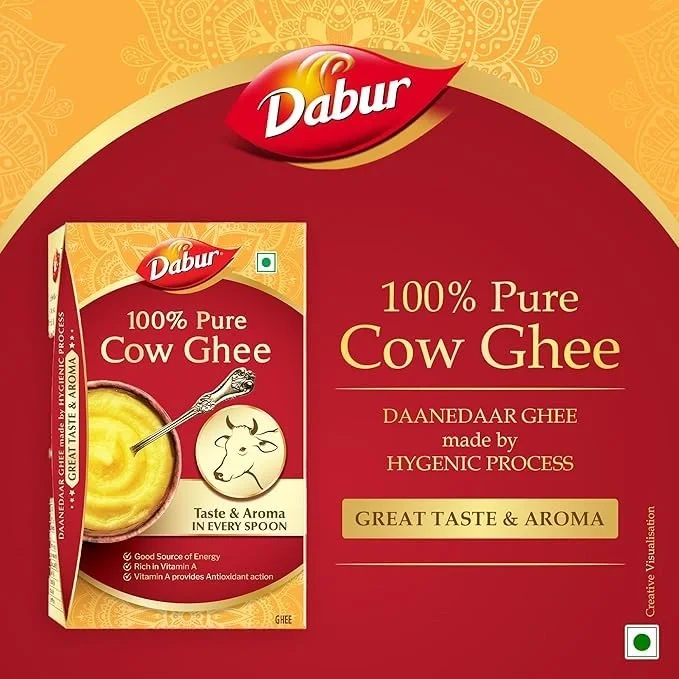 Dabur 100% Pure Cow Ghee 1000 ML | Daanedaar Rich Aroma, Vitamin A‑Rich & Energy Source image 8