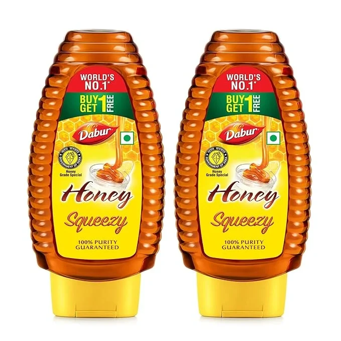 Dabur Honey Squeezy 450g (225g x 2, Buy 1 Get 1 Free). 100% Pure with No Sugar Adulteration