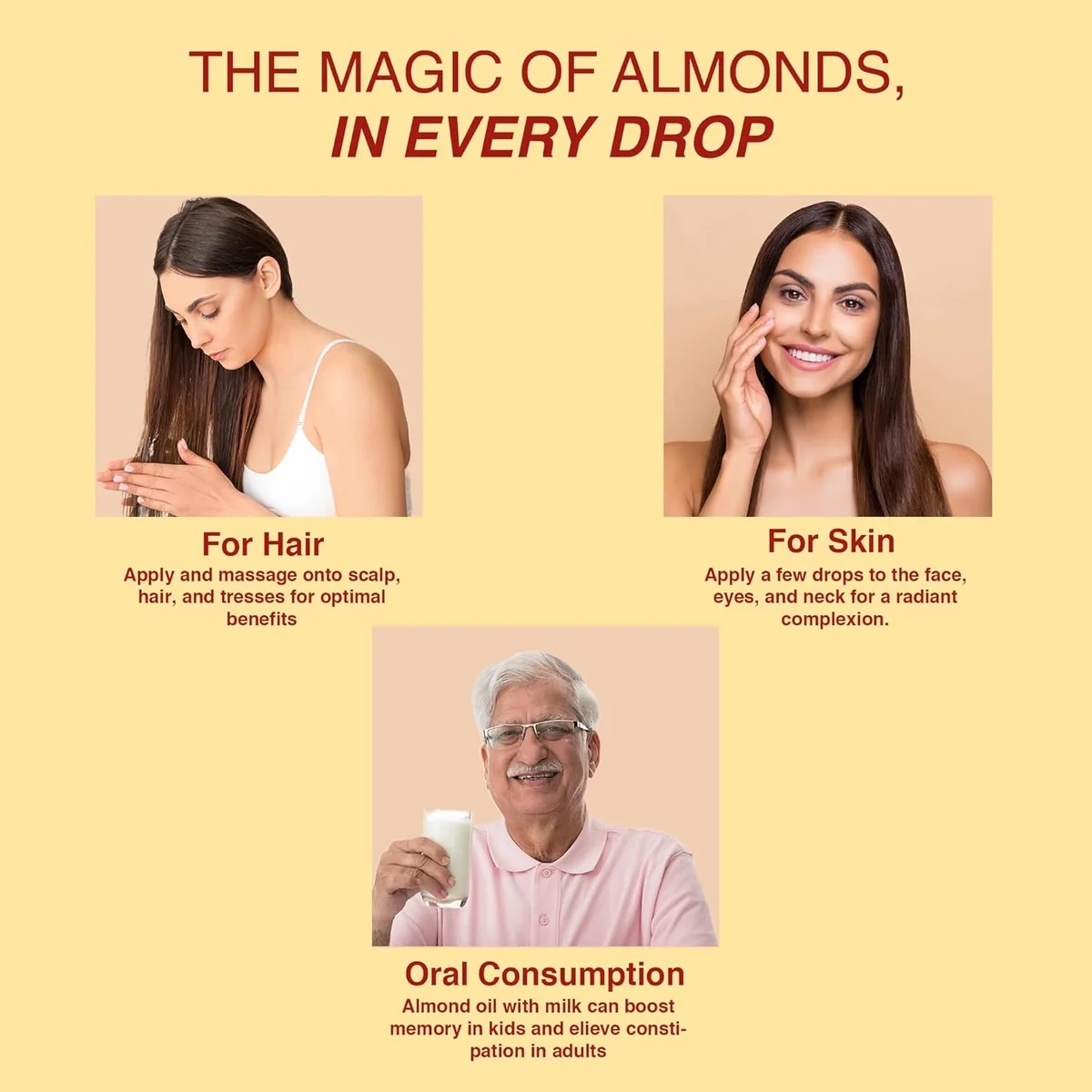 Dabur Roghan Badam Shireen - 50 ml | Pure sweet Badam oil for Glowing Skin & Hair Growth | Rich in Vitamin-E image 2