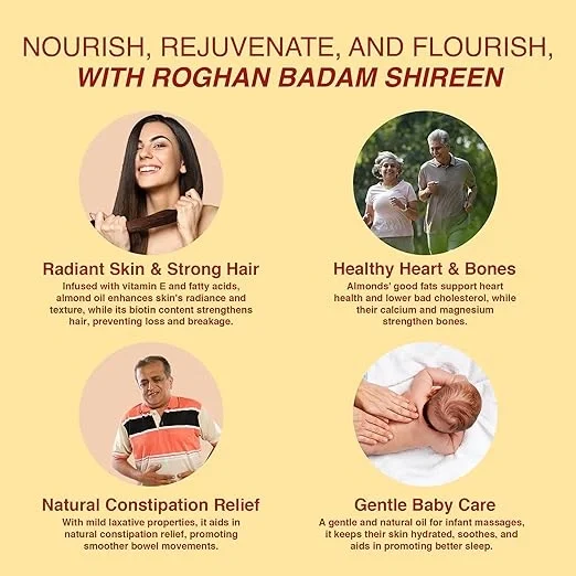 Dabur Roghan Badam Shireen - 50 ml | Pure sweet Badam oil for Glowing Skin & Hair Growth | Rich in Vitamin-E image 5
