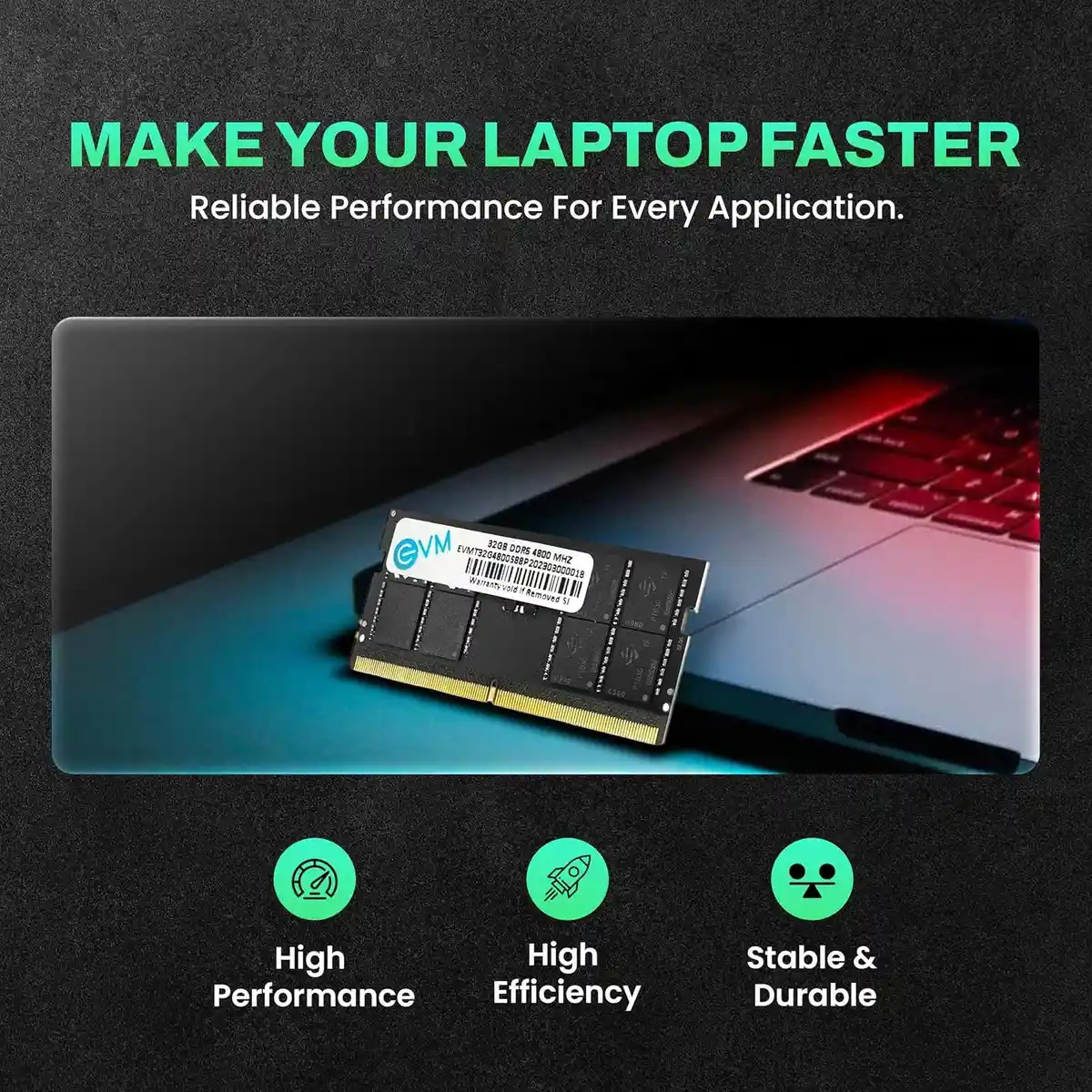 EVM 32GB DDR5 RAM 4800MHz Laptop Memory, EVMT32G4800S88P image 4