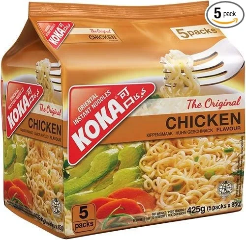 KOKA Oriental Instant Noodles The Original Chicken Flavour (Pack of 5 x 85g)