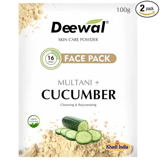 Deewal multani mitti cucumber face pack powder for men women, 100 g
