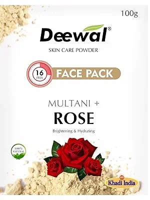 Deewal Herbal Multani mitti Rose Face pack for men women, 100g