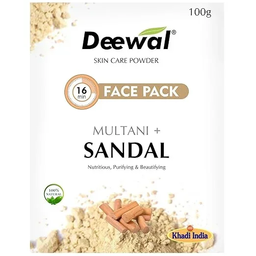 Deewal Herbal Multani Mitti Sandal Face Pack Powder for men women,100g