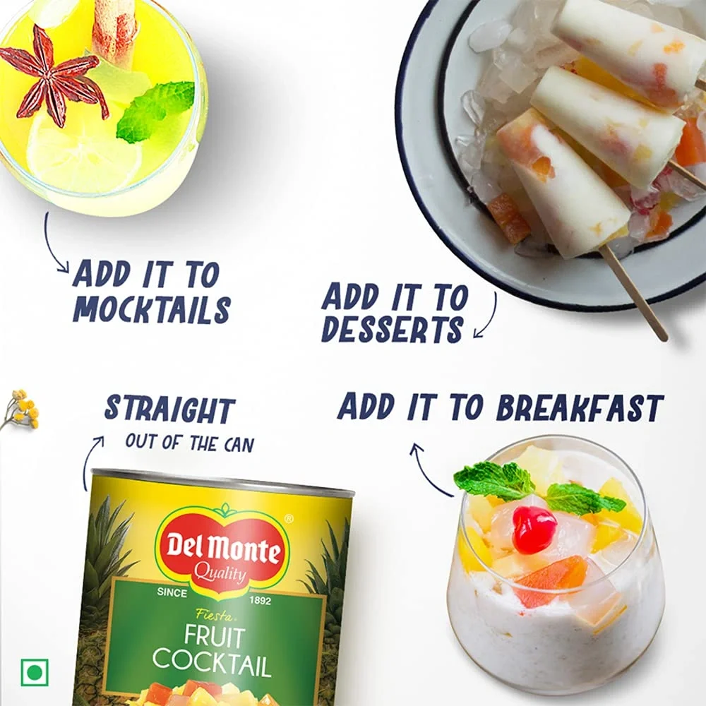 Del Monte Fiesta Fruit Cocktail 850 g | Premium Mixed Fruits in Syrup | Ready to Eat image 2