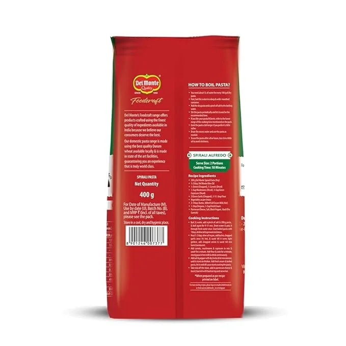 Del Monte Foodcraft Fusilli (Spirali) Pasta 400g | 100% Durum Wheat, No Maida image 3