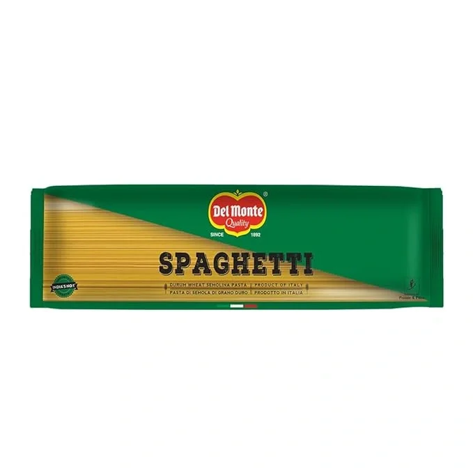 Del Monte Spaghetti Pasta made from 100% Durum Wheat Semolina. No Maida and high in dietary fiber.