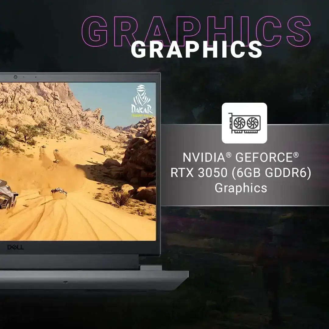 Dell G-15 5530, Intel Core i5-13450HX 13th, 16GB DDR5, 1TB NVMe SSD, Display 15.6" FHD 120Hz, WIN11 + Office H&S, Backlit Keyboard, 6 GB DDR6 RTX 3050 GRAPHIC CARD, Drak Shadow Grey, 1 Year Warranty image 4