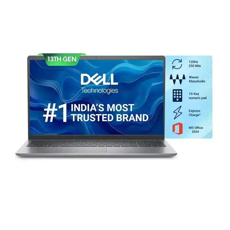 Dell Vostro 3530 laptop: Intel i5-1334U, 16GB RAM, 512GB SSD, 15.6" FHD 120Hz display, Windows 11 + MS Office, Titan Grey