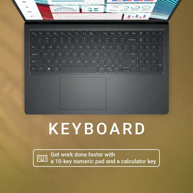 Dell Vostro 3530, Intel Core i5-1334U, 8GB DDR4 RAM, 512GB NVMe SSD, Display 15.6" FHD 120Hz, WIN 11 Home + MS Office 2024 H&S, Backlit Keyboard, Carbon Black, 1 Year Warranty image 5