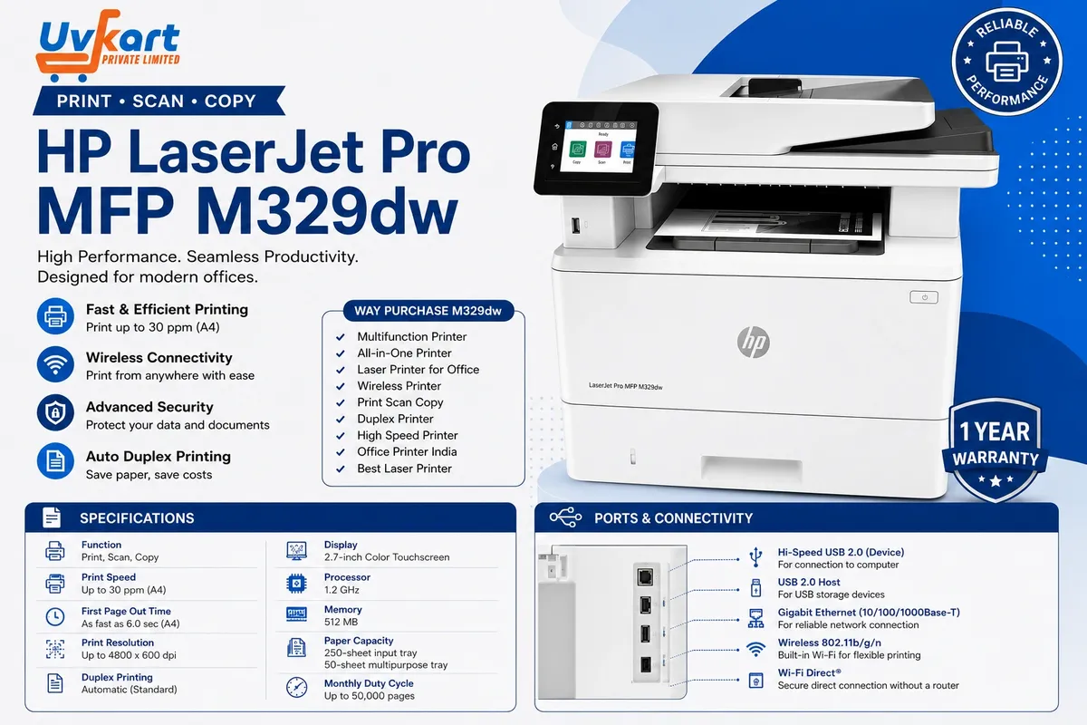 HP LaserJet Pro M329dw Multifunction Laser Printer – Print, Scan & Copy with Wi-Fi highlight 1