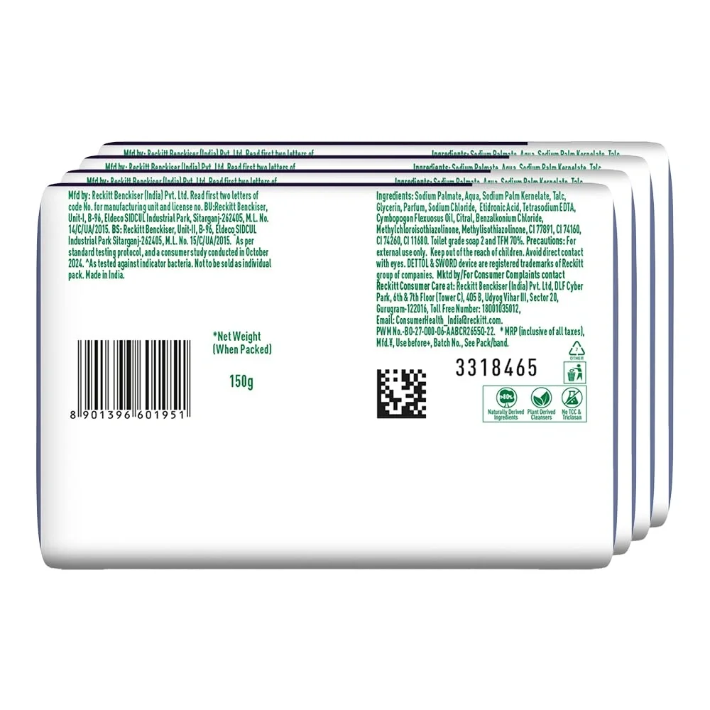 Dettol Cologne Fresh Bathing Soap Bar with 12hr Freshness 150g Pack of 4, (600gm) image 7