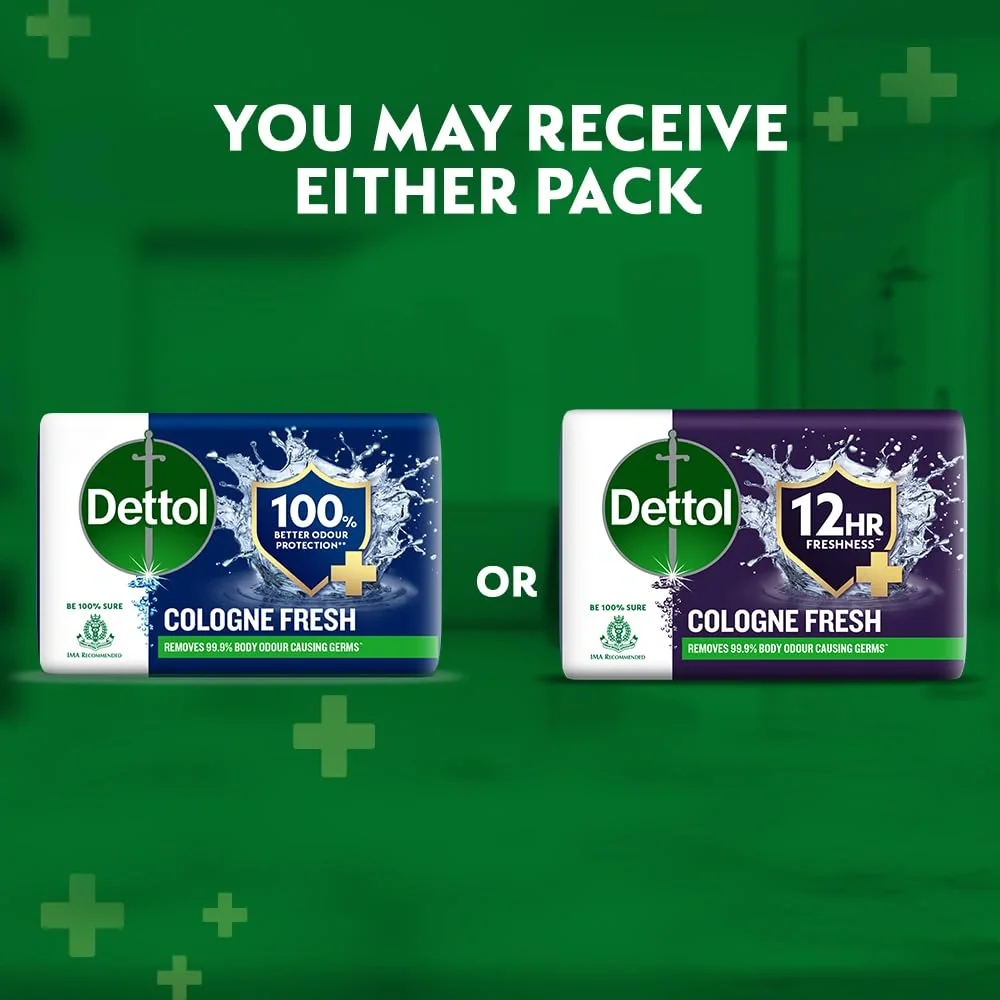 Dettol Cologne Fresh Bathing Soap Bar with 12hr Freshness 150g Pack of 4, (600gm) image 2