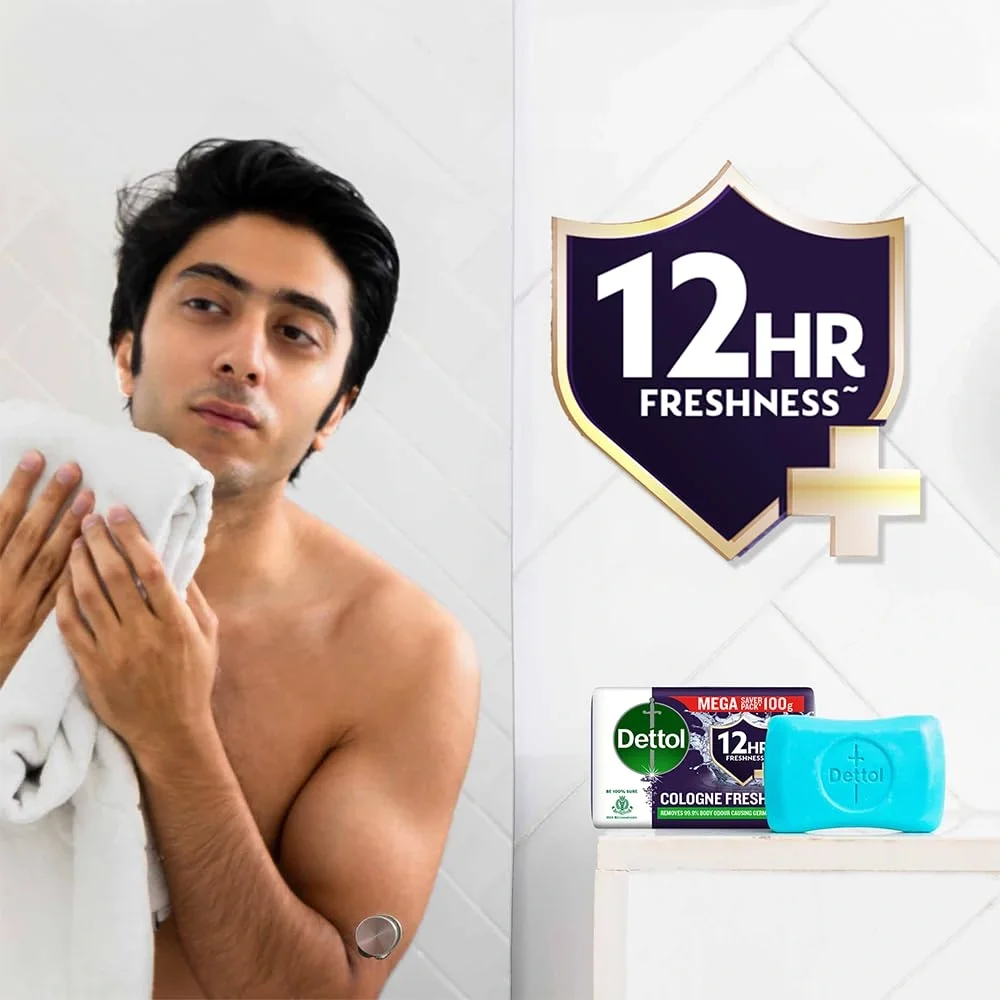 Dettol Cologne Fresh Bathing Soap Bar with 12hr Freshness 150g Pack of 4, (600gm) image 3